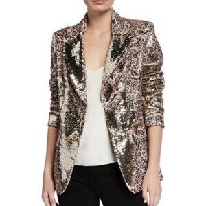 Berek Leopard Print Sequin Blazer Jacket Sz XL